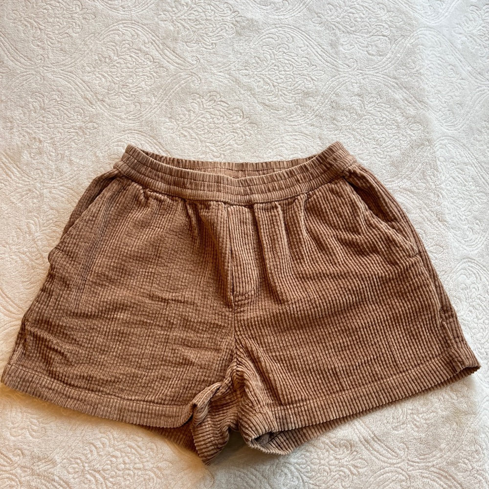 Aerie Women's Corduroy Elastic-Waist Shorts - Brown